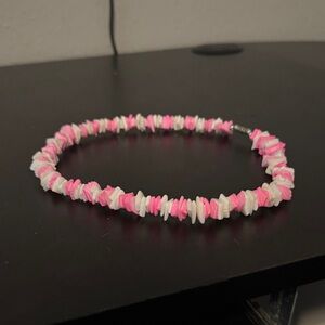 Pink and White puka shell necklace